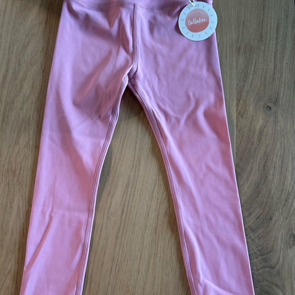 Tulle Pink Leggings Stretchy Form-Fitting Bottoms